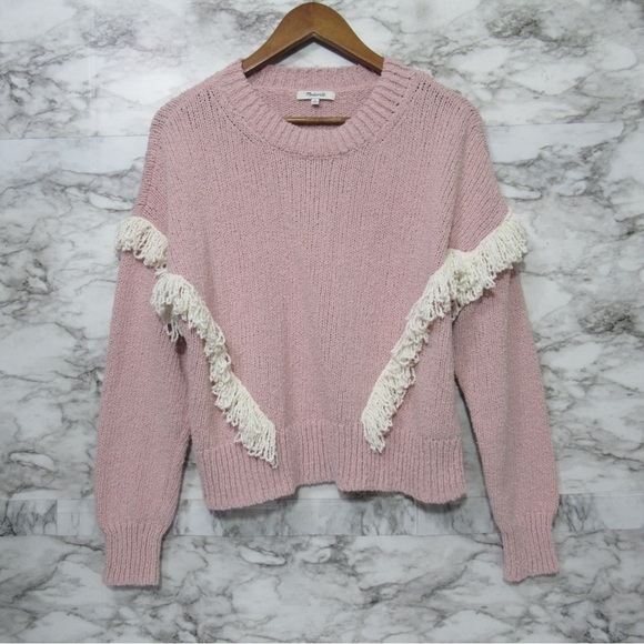Madewell Montford Fringe Knit Sweater Size Medium - Picture 3 of 12